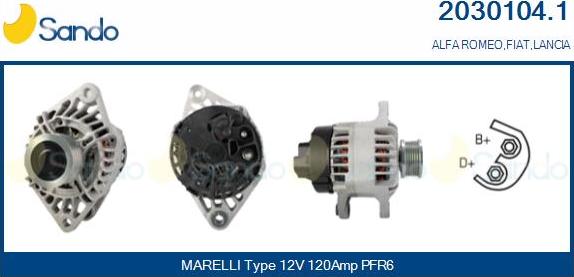 Sando 2030104.1 - Alternator autospares.lv