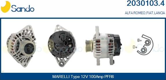 Sando 2030103.4 - Alternator autospares.lv