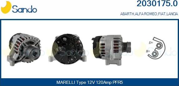 Sando 2030175.0 - Alternator autospares.lv