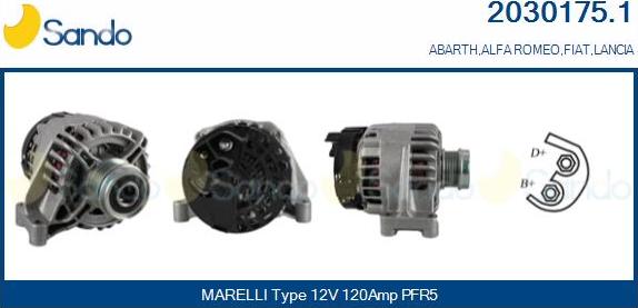 Sando 2030175.1 - Alternator autospares.lv