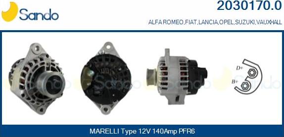 Sando 2030170.0 - Alternator autospares.lv