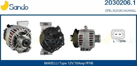 Sando 2030206.1 - Alternator autospares.lv