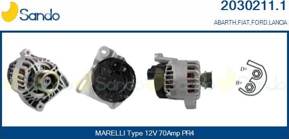 Sando 2030211.1 - Alternator autospares.lv