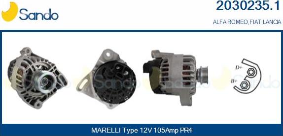 Sando 2030235.1 - Alternator autospares.lv