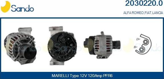 Sando 2030220.0 - Alternator autospares.lv