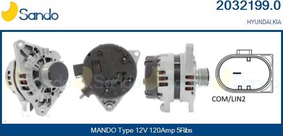 Sando 2032199.0 - Alternator autospares.lv