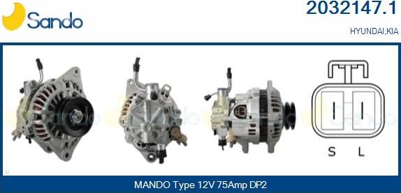 Sando 2032147.1 - Alternator autospares.lv