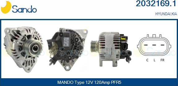 Sando 2032169.1 - Alternator autospares.lv