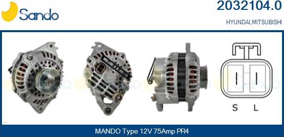 Sando 2032104.0 - Alternator autospares.lv