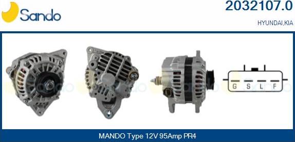 Sando 2032107.0 - Alternator autospares.lv