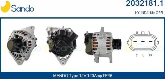 Sando 2032181.1 - Alternator autospares.lv