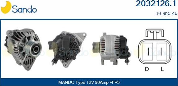 Sando 2032126.1 - Alternator autospares.lv