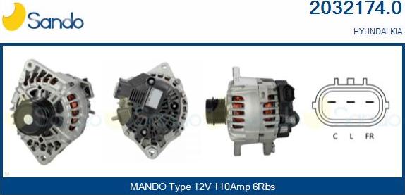 Sando 2032174.0 - Alternator autospares.lv