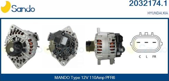 Sando 2032174.1 - Alternator autospares.lv