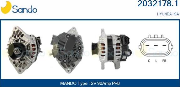 Sando 2032178.1 - Alternator autospares.lv