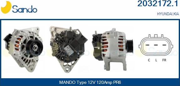 Sando 2032172.1 - Alternator autospares.lv