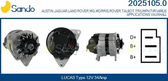 Sando 2025105.0 - Alternator autospares.lv