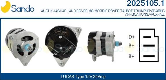 Sando 2025105.1 - Alternator autospares.lv