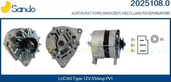 Sando 2025108.0 - Alternator autospares.lv