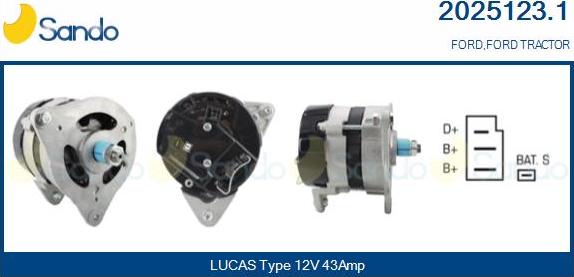 Sando 2025123.1 - Alternator autospares.lv