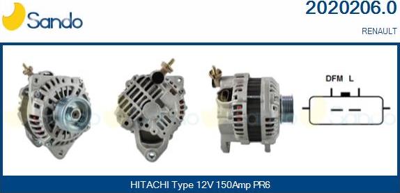 Sando 2020206.0 - Alternator autospares.lv