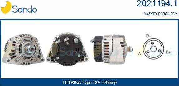 Sando 2021194.1 - Alternator autospares.lv