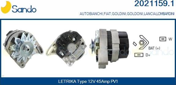 Sando 2021159.1 - Alternator autospares.lv