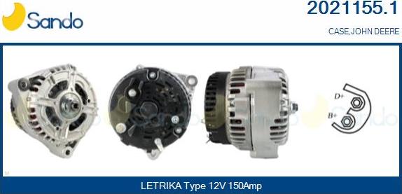 Sando 2021155.1 - Alternator autospares.lv