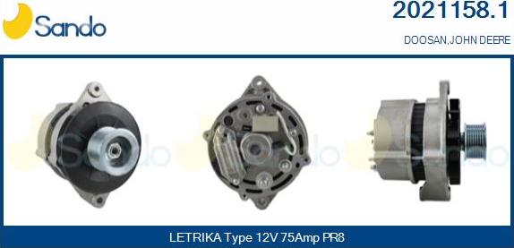 Sando 2021158.1 - Alternator autospares.lv