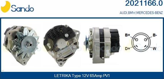 Sando 2021166.0 - Alternator autospares.lv