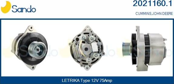 Sando 2021160.1 - Alternator autospares.lv