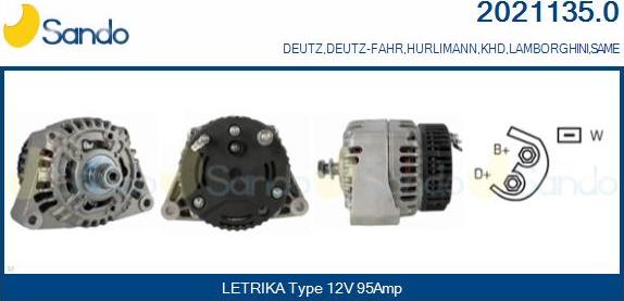 Sando 2021135.0 - Alternator autospares.lv