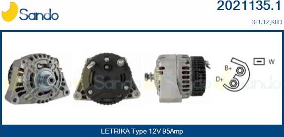 Sando 2021135.1 - Alternator autospares.lv