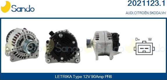 Sando 2021123.1 - Alternator autospares.lv