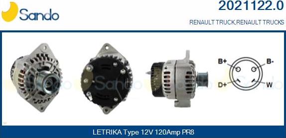 Sando 2021122.0 - Alternator autospares.lv