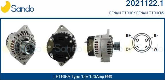 Sando 2021122.1 - Alternator autospares.lv