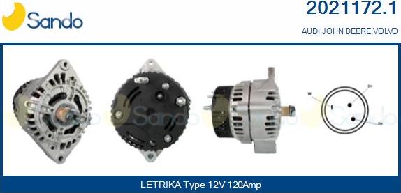 Sando 2021172.1 - Alternator autospares.lv