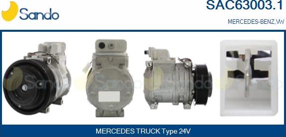 Sando SAC63003.1 - Compressor, air conditioning autospares.lv