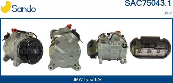 Sando SAC75043.1 - Compressor, air conditioning autospares.lv