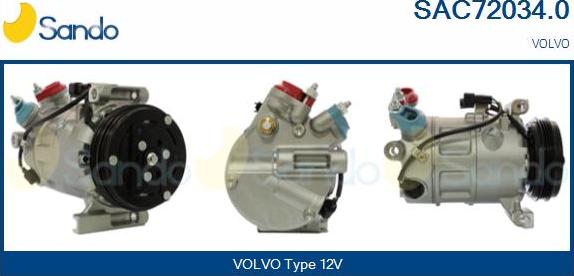 Sando SAC72034.0 - Compressor, air conditioning autospares.lv