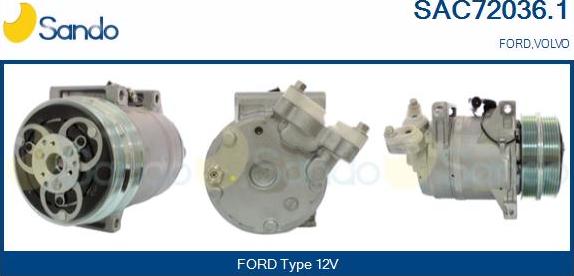 Sando SAC72036.1 - Compressor, air conditioning autospares.lv