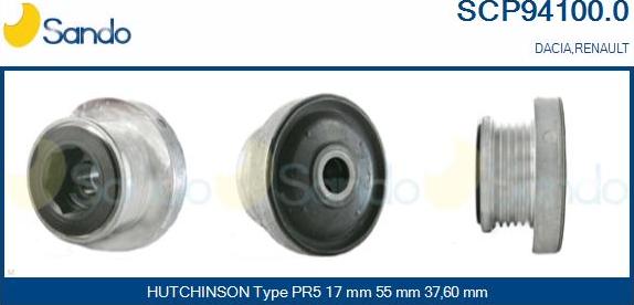 Sando SCP94100.0 - Pulley, alternator, freewheel clutch autospares.lv