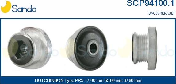 Sando SCP94100.1 - Pulley, alternator, freewheel clutch autospares.lv