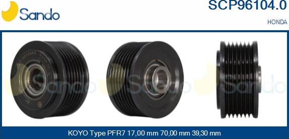 Sando SCP96104.0 - Pulley, alternator, freewheel clutch autospares.lv