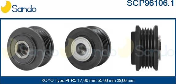 Sando SCP96106.1 - Pulley, alternator, freewheel clutch autospares.lv