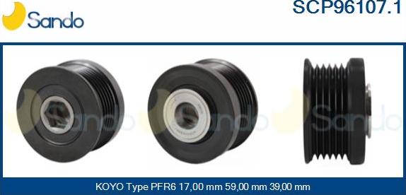 Sando SCP96107.1 - Pulley, alternator, freewheel clutch autospares.lv