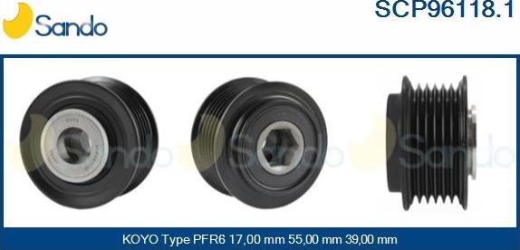 Sando SCP96118.1 - Pulley, alternator, freewheel clutch autospares.lv