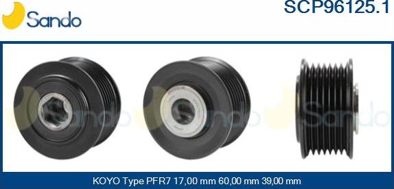 Sando SCP96125.1 - Pulley, alternator, freewheel clutch autospares.lv