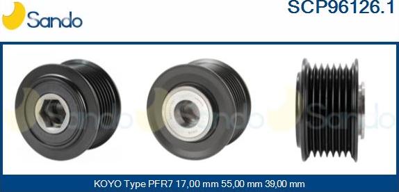 Sando SCP96126.1 - Pulley, alternator, freewheel clutch autospares.lv