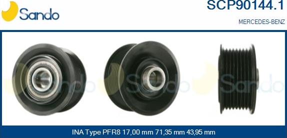 Sando SCP90144.1 - Pulley, alternator, freewheel clutch autospares.lv